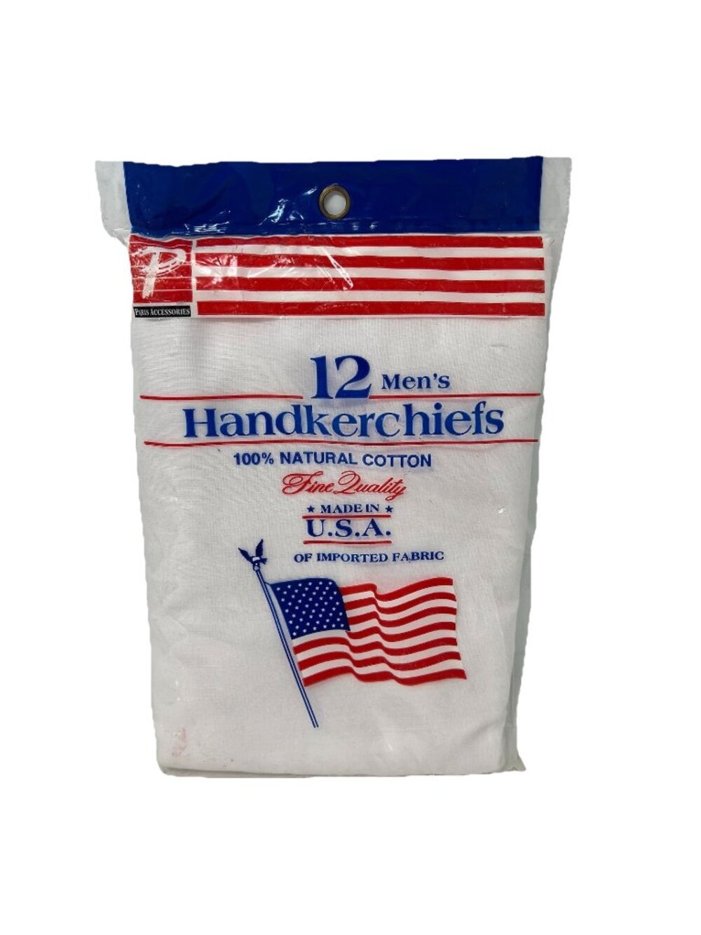 Paris Accessories Handkerchiefs Pack of 12 Vintage Made in USA Retro White 1980s